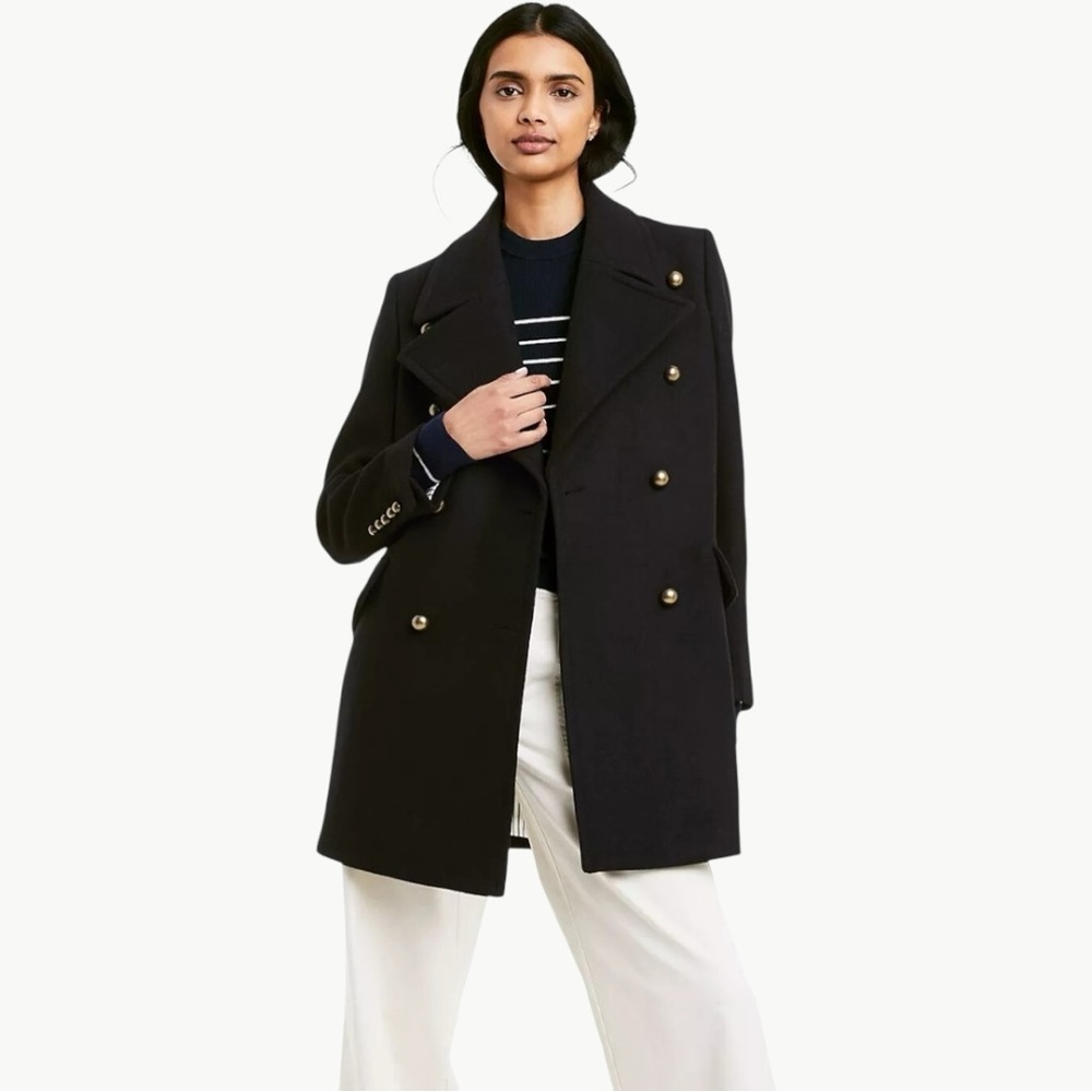 Nili Lotan x Target Double Breasted Wool Blend Pea Coat Size Medium Black NWT